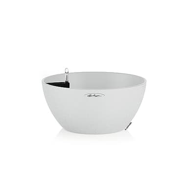 Lechuza Self Watering Plant Pot CUBETO Stone 30 Garden Flower Indoor and Outdoor Plastic Planter with Drainage Hole D30 H13 cm Quartz White