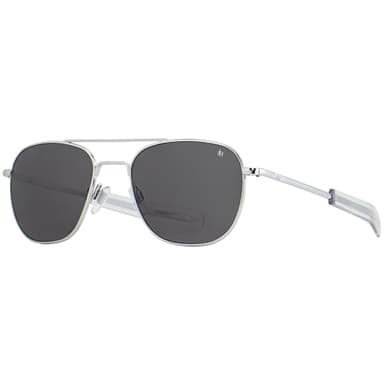 AO Original Pilot Sunglasses - Silver - True Color Gray SkyMaster Glass Lenses - Bayonet Temple - Polarized - 57-20-140