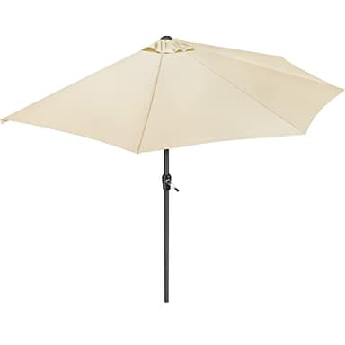 CHRISTOW 2.7m Half Parasol Round Garden Balcony Umbrella With Crank Handle & UV Protection (Cream)