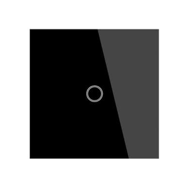 LLVE Touch Light Switch, Black Single Light Switch,Tempered Glass Panel with LED Backlight, No Neutral Wire 1-Gang 1-Way, 240V AC/300W（86 * 86MM.）