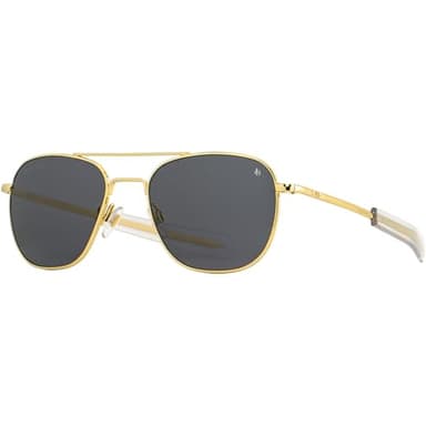 AO Original Pilot Sunglasses - Gold - True Color Gray SkyMaster Glass Lenses - Bayonet Temple - Polarized - 52-20-140