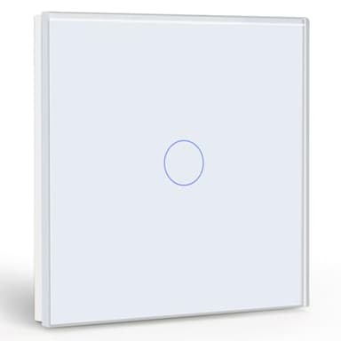 BSEED Touch Light Switch, Tempered Glass Panel with LED Indicator, 1 Gang 1 Way Touch Switch White, No Neutral Wire
