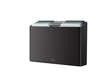Joseph Joseph Folio 4-Piece Colour coded Chopping Board Set, Slimline case for organised storage, Regular - Graphite