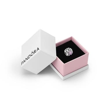 Pandora Moments Women's Sterling Silver Openwork Purple Daisy Charm, With Gift Box