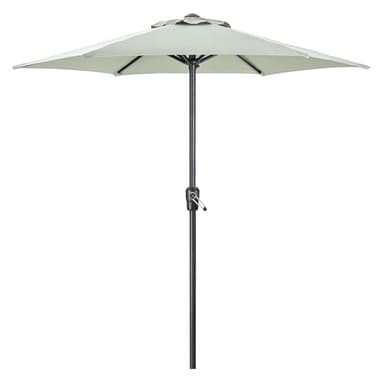 CHRISTOW Garden Parasol Umbrella Steel Crank Wind Up Outdoor Sun Shade 2.4m
