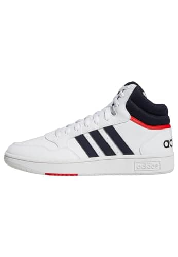 adidas Men's Hoops 3.0 Mid Lifestyle Basketball Classic Vintage Shoes, Cloud White/Legend Ink/Vivid Red, 10 UK
