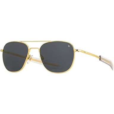 American Optical Original Pilot Sunglasses - Nylon Lenses - Bayonet Temple - Polarized … (Gold/Grey, 57)