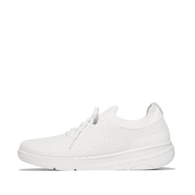 Fitflop Women's Super-Q Knit Slip-ON Laced Sneakers, White, 5 UK