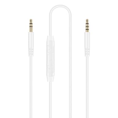 Replacement Audio Cable Cord for Beats Headphones 3.5mm to 3.5mm Aux Wire Compatible with Beats Solo 4 Studio Pro Studio3 Solo3 Solo2 Sony WH-1000XM6 XM5 with In-line Mic & Volume Control (White)