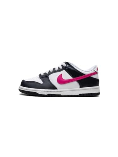 Nike Dunk Low (GS), Children's and Youth Sneakers, White Black Fuchsia, 5.5 UK