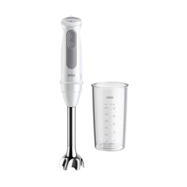 Braun MultiQuick 5 MQ 50.001 M, Manual Blender with PowerBell Plus Technology, 21 Speed Wheel+Turbo, Click Plus System, Mixer with Ergo Handle, Steel Cam and Beaker 600 ml, 1000W, White