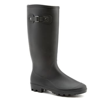 Pavers Men's Waterproof Wellington Boots in Black - Comfort Fit Cosy Wellies - Knee-High Casual Shoes - Faux Fur Lined Footwear - Size UK 9 / EU 43