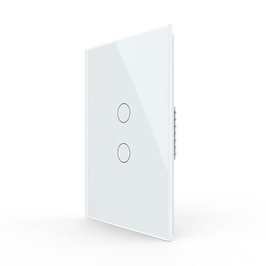 LIVOLO Modern Electrical Light Switch Tempered Glass Panel Single Pole Wall Touch Light Switch with Led Indicator,No Neutral Wire,2 Circles 1 Way (White)