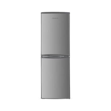 Cookology CFF1425050 Static 142 Litre Freestanding 50/50 Fridge Freezer, Adjustable Temperature Control and Legs, Reversible Doors, Efficient LED Light, 4 Star Freezer Rating - in Inox