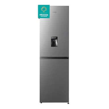 Hisense RB327N4WCE 55cm Freestanding 50/50 Fridge Freezer - 251 litre capacity - Total No Frost - Non-plumbed Water Dispenser - Silver - E Rated, H182.4 x W55 x D55.6 (cm)
