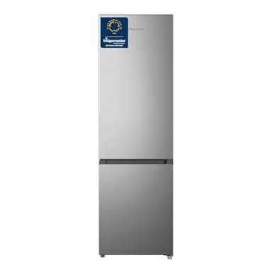 Fridgemaster MC55265ES 55cm Freestanding 269 litre 70/30 Fridge Freezer - LED Lighting- 4 Star Freezer Rating -Silver - E Rated, H180 x W55 x D55.8 (cm)