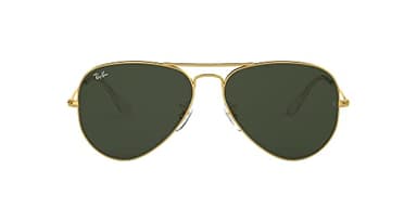 Ray-Ban Unisex's RayBan Aviator Classic Sunglasses, Gold Frame with Green G-15 Lenses, 62 mm
