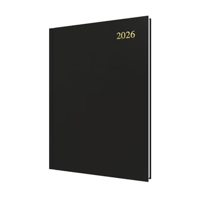 Collins - Essential - 2026 12 Month Calendar Year Planner, Day-To-Page Diary, A4 Hard Cover - Black (ESSA41.99-26)