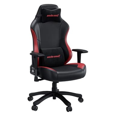 Anda Seat Luna Large Gaming Chair for Adults - Ergonomic Reclining Video Game Chairs, PVC Leather Computer Home Office Chair, Heavy Duty Neck & Back Lumbar Support - Black/Red Folding Recliner Seat