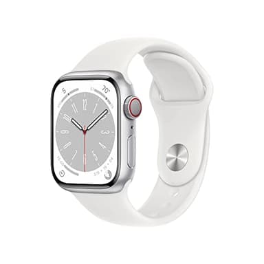 Apple Watch Series 8 [GPS + Cellular, 41mm] - Silver Aluminum Case with White Sport Band, Regular (Renewed)