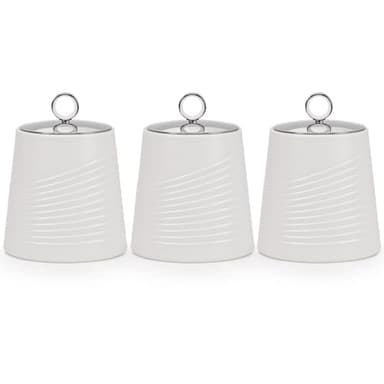 EHC Tea Sugar Coffee Canisters Set, Kitchen Storage Jars with Lids Airtight, Containers Canisters Jars Set of 3, White