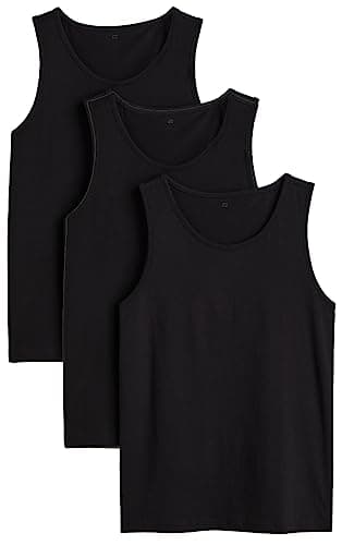 ZRWASKA® Mens Vest Tops Summer Multipack - Tank Top for Gym Sleeveless Workout Tops Men Vests Multipack Cotton Black Plain Tshirt for Everyday Athletic Wear Running Undershirt (Pack 3) Size XX