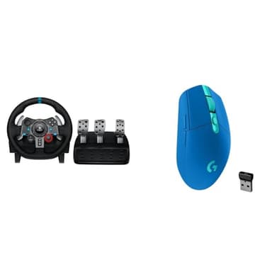 Logitech G29 Driving Force Racing Wheel and Floor Pedals, Real Force Feedback & 05 LIGHTSPEED Wireless Gaming Mouse, HERO 12K Sensor