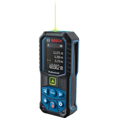 Bosch Professional Laser Measure GLM 50-25 G (Green Laser, Range: up to 50m, Robust, IP65, ± 1.5 mm*, 2x AA Batteries, Hand Strap, Pouch)