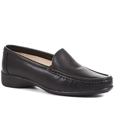 Pavers Women's Loafers in Black with Wide Fit and Classic Style - Ladies Leather Elegant Footwear - Comfort Shoes for Casual Wear - Size UK 6 / EU 39