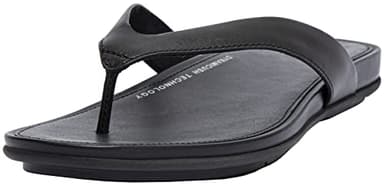 Fitflop Women's Gracie Leather FLIP-Flops Flat Sandal, All Black, 6 UK