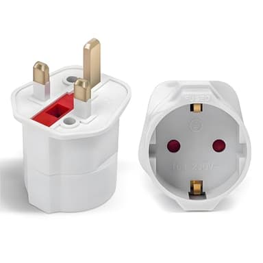 European to UK Plug Adaptor, Travel Adapter Eu to UK Plug Adapter 2 Pin to 3 Pin Plug Adapter for Converter from France, Italy,Spain,Germany to UK(1pack) white