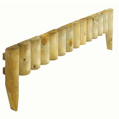 AJ Wooden Garden Fence Log Roll Border Edging, 1M, Natural, Decorative Lawn Edging, Picket Fence