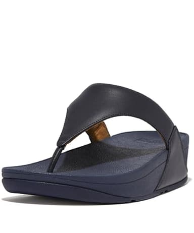Fitflop Women's Lulu Leather Toepost Flip Flop, Deepest Blue, 3 UK