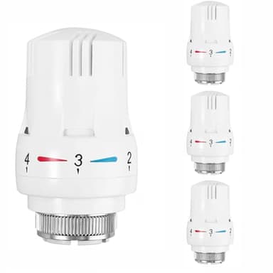Thermostatic Radiator Valve, Hive Radiator Valve 4 PCS Radiator Thermostat Valve M30 X 1.5 Trv Thermostatic Radiator Valve Standard Radiator Valves Replacement Head for Home Temperature Control