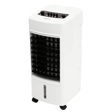 EMtronics Evaporative Air Cooler, Fan and Humidifier, Manual 3 Speed Settings, 4 Litre Water Tank, Portable 75W with 4 x Ice Packs - White