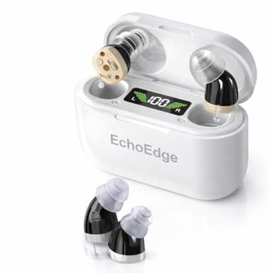 EchoEdge Rechargeable Hearing Amplifier for Adults – Personal Sound Amplifier with Charging Case, Clear Sound, Discreet In-Ear Design, Easy One-Touch Volume Control