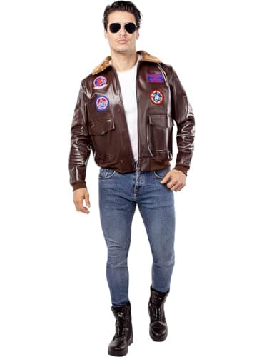 Funidelia | Top Gun Aviator Jacket for Man Pilot, Aviator, Professions - Costume for Adults Accessory Fancy Dress & Props for Halloween, Carnival & Parties - Size M - Dark Green