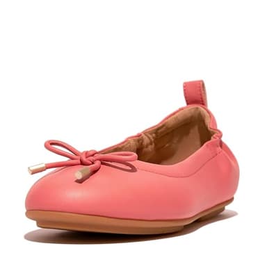 FitFlop Allegro Bow Leather Ballerinas, Rosy Coral, 8
