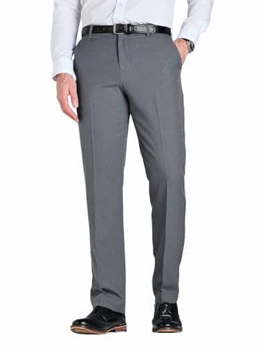 Farah Mens Flex Trouser Pants with Self-Adjusting Waistband Grey 36W x 29L