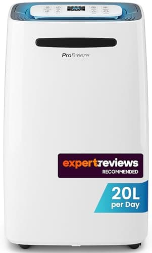 Pro Breeze® 20L/Day Dehumidifier with Digital Humidity Display, Sleep Mode, Continuous Drainage, Laundry Drying and 24 Hour Timer - Ideal for Damp and Condensation