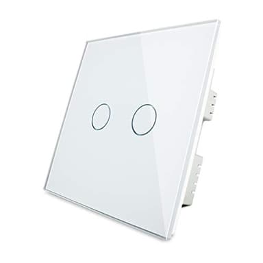 LIVOLO UK 2 Gang 2 Way Home Wall Touch Lamp Swith,White Glass Panel,602002411