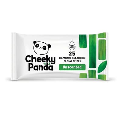 The Cheeky Panda Bamboo Facial Make Up Remover Wipes | Sustainable Face Wipes Eye Makeup Remover | Unscented Pack of 25 Face Wipes | 99% Purified Water