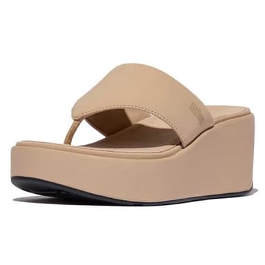 Fitflop Women's PLATFFORMS Wedge Toe-Post Sandals, Beige, 6.5 UK