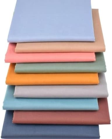 CraftsFabrics 9pcs Plain Solid Twill Fat Quarters Bundle Pre-Cut Squares 100% Cotton Patchwork, Quilting, Scrapbooking, Sewing DIY Arts & Crafts Projects