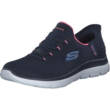 Skechers Women's Summits Diamond Dream Trainers, Navy Mesh/Pink Trim, 5 UK