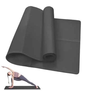 Classic Yoga Mat for Woman and Man, LULUWA Non Slip Portable 6mm Thick EVA Exercise Gym Mat for Fitness Yoga Pilates Workout Outdoor Camping Travelling (Black)