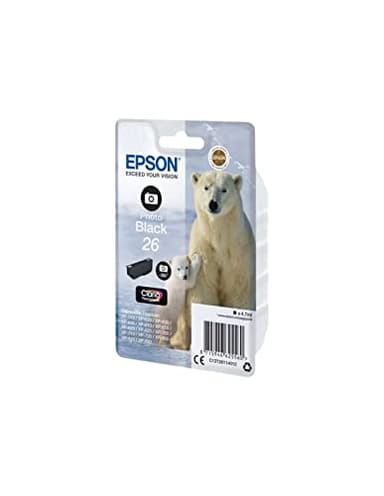 Epson 26 Polar Bear Photo Black Genuine, Claria Premium Ink Cartridge, Standard Capacity