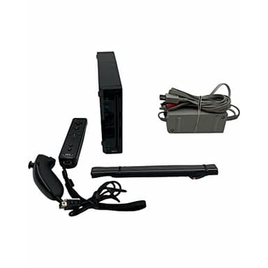 Nintendo Wii Console (Black) with Wii Sports + Wii Sports Resort and Motion Plus Controller (Wii)