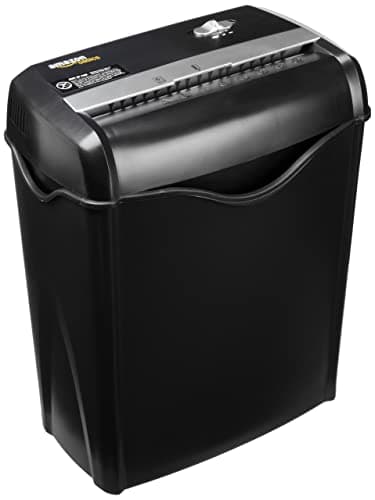 Amazon Basics 5-6 Sheet Cross Cut Paper and Credit Card Shredder with 14.3L Bin for Business & Home Office Use with Reverse Function, Black