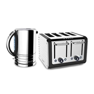 Dualit Architect 1.5L Kettle & 4 Slice Slot Toaster Set Wide Slots Energy-Saving Design (Black)